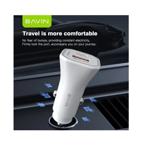 BAVIN Auto punjač 20W PD QC3,0 USB&Type C bela Cene