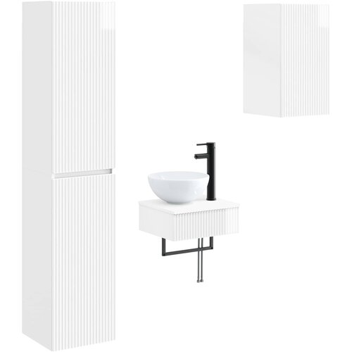  Set namje&amp;scaron;taja za kupaonicu 3 kom. Bijela visokog sjaja 33 x 34,5 x 160 cm Slike
