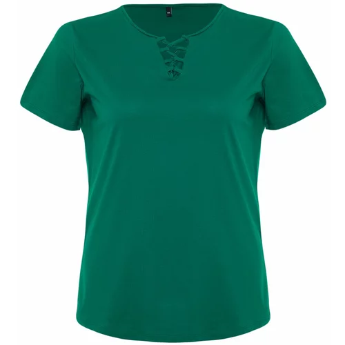 Trendyol Curve Green V Neck Knitted T-Shirt