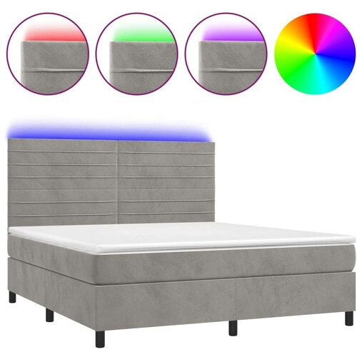  Krevet box spring s madracem LED svjetlosivi 160x200 cm bar&amp;scaron;un Slike