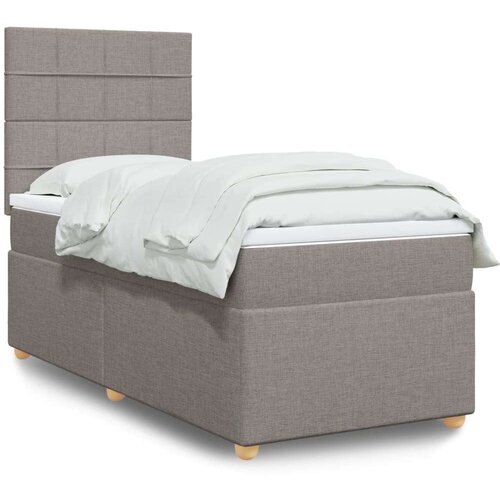  Krevet s oprugama i madracem smeđesivi 90x190 cm od tkanine Slike