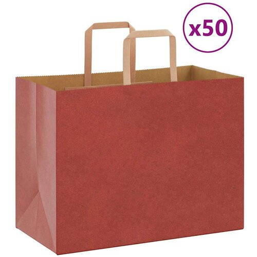  Papirnate vrećice 50 kom s ručkama crvene 32x17x25 cm Cijene