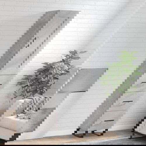 The Living Store Visoka omara betonsko siva 34,5x34x180 cm inženirski les - Visoka Omarica, (21436369) Slike