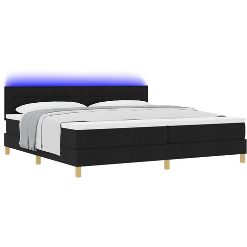 VidaXL Črna Postelja z Box Springom z Vzmetnico &amp;amp; LED 200x200 cm Tkanina Slike