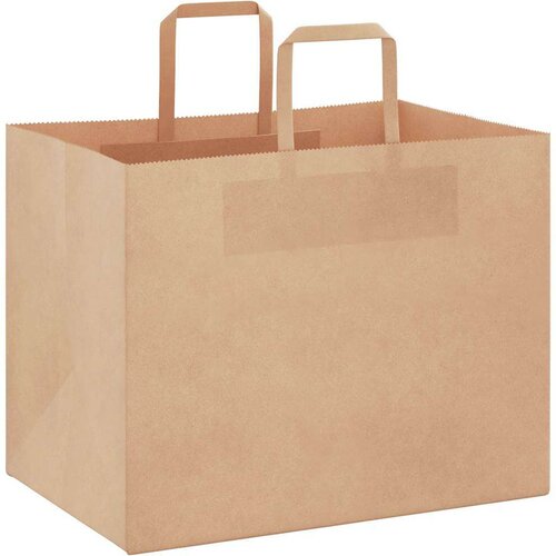  Papirnate vrećice 250 kom s ručkama smeđe 32x22x24 cm Slike