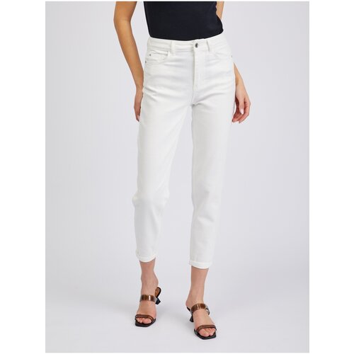 Orsay White Womens Shortened Mom Fit Jeans - Women Cene