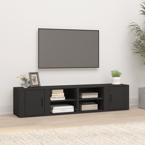 VidaXL TV omarica 2 kosa črna 80x31,5x36 inženirski les Slike