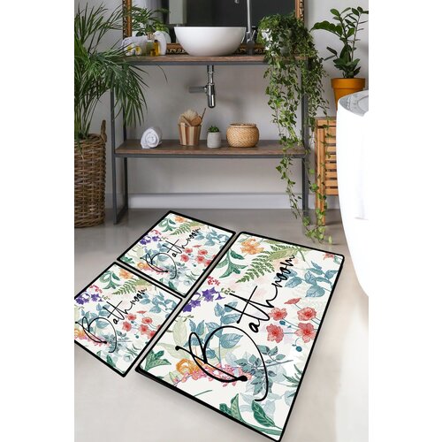  green in flower multicolor bathmat set (3 pieces) Cene