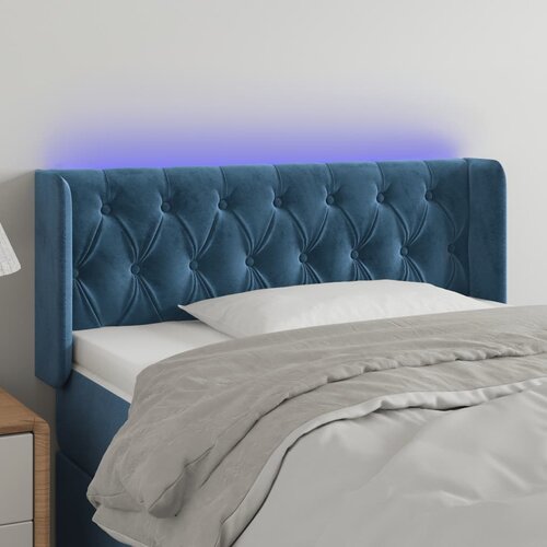 vidaXL LED posteljno vzglavje temno modro 103x16x78/88 cm žamet Cene