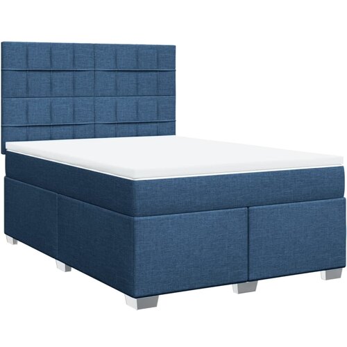 vidaXL Box spring postelja z vzmetnico modra 140x190 cm blago, (21309299) Cene