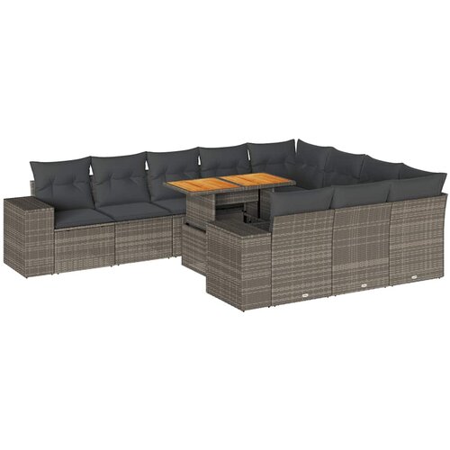 Maison Chic Seti vrtnega pohištva - Vrtna garnitura - Vrtni pohištvo set z blazinami 10-delna siv ratan/akacija, (21796563) Cene