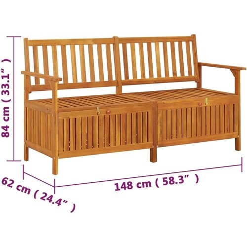 VidaXL Klupa za pohranu 148 cm od masivnog bagremovog drva Slike
