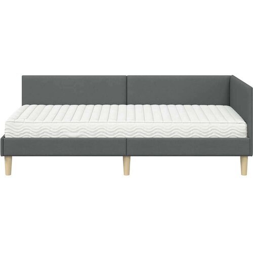  Kutni krevetni okvir s madracem Ostalo 2 pcs Siva tkanina Slike