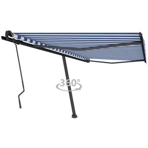 vidaXL prostostoječa ročno zložljiva tenda 450x350 cm modra/bela Cene