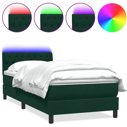 Box Spring krevet s madracem i LED tamnozeleni 80x220 cm bar&amp;scaron;un Slike