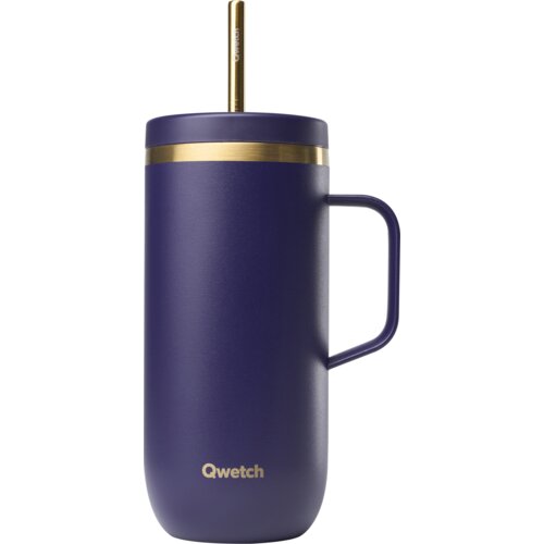 Qwetch Termos &scaron;alica Cold Cup s ručkom 600 ml - tamnoljubičasta i zlatna Cijene