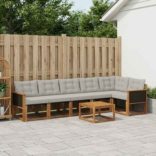  Set vanjskih sofa 7 kom. Prirodna i svjetlosiva Cene
