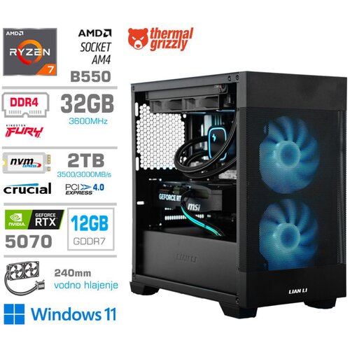 MEGA Računalnik MT S7X R7-5800X/RTX5070/32GB/2TB-4.0/750W/Win11Home/črna RGB + Estetski napajalni kabli [Svetlo modra / Črna], (22147974) Slike