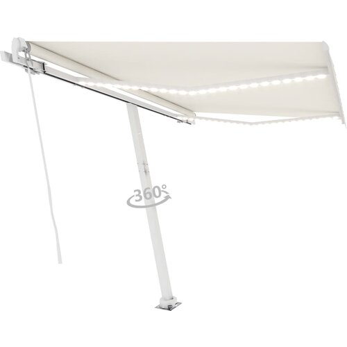 vidaXL Ročno zložljiva tenda z LED lučmi 300x250 cm krem, (20966520) Cene