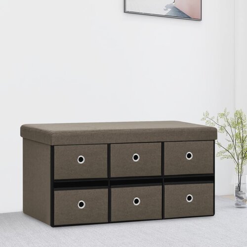 vidaXL Sklopiva klupa za pohranu smeđa 76x38x38 cm od umjetnog platna Cijene
