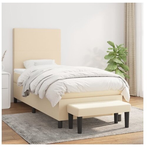  Box spring postelja z vzmetnico krem 80x200 cm blago Cene