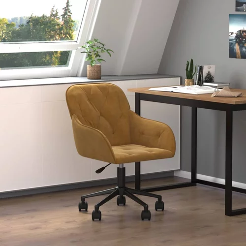 vidaXL Vrtljiv pisarniški stol rjav žamet