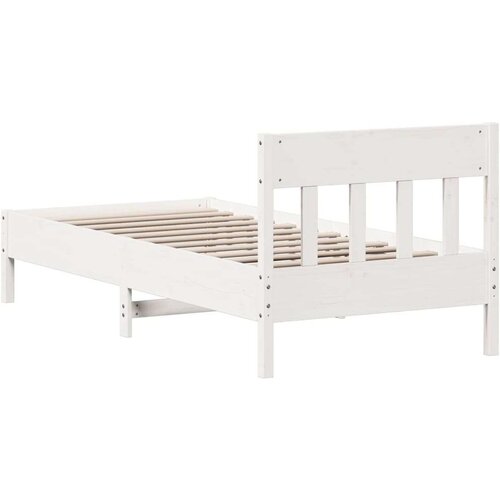 VidaXL okvir za krevet s uzglavljem bijeli 90x200 cm masivna borovina Slike
