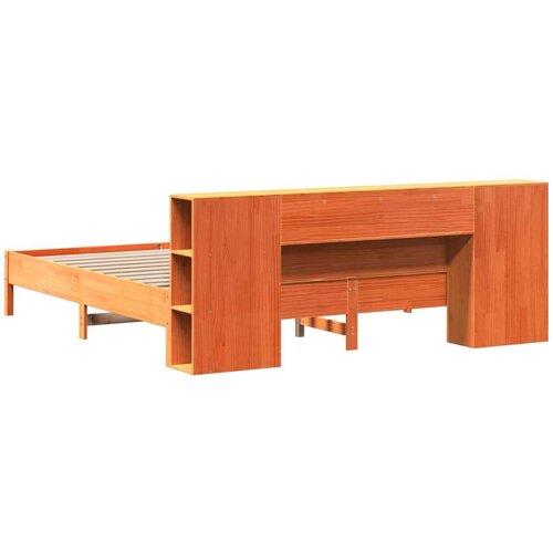 VidaXL Krevet s regalom za knjige bez madraca 200x200 cm od borovine Slike