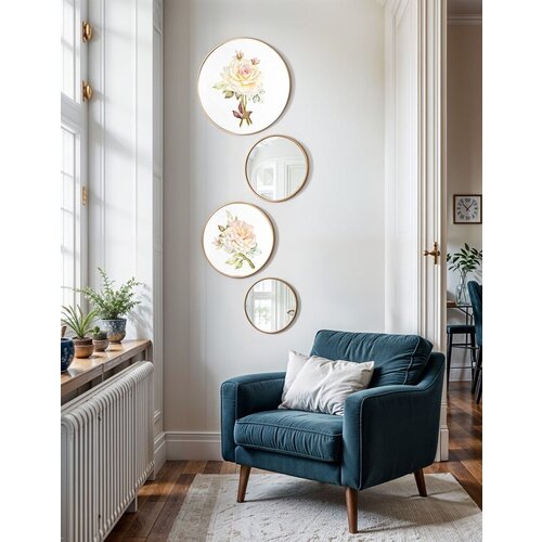 Wallity uramljena slika Roundmirrorset-0001, 4 dela Cene