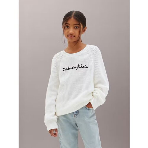 Calvin Klein Jeans Puloverji Interest Sweater Rib Bela Slike