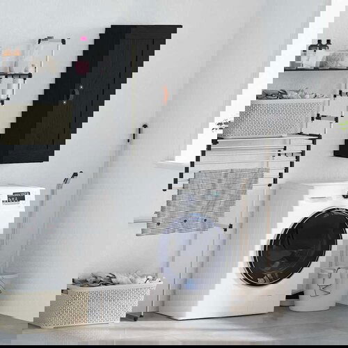 vidaXL Stenska omara Črna Orehovina 34,5 x 34 x 90 cm Konstruiran les Cene