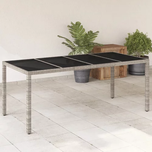  Vrtni stol sa staklenom pločom sivi 190x90x75 cm od poliratana