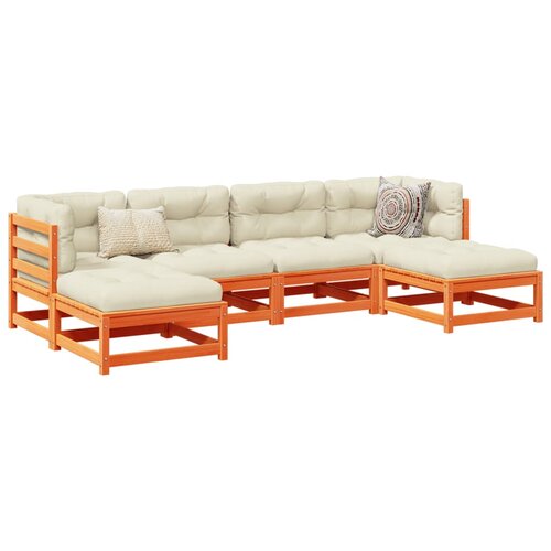 VidaXL 6-dijelni set vrtnih sofa s jastucima vo&amp;scaron;tano smeđi od borovine Slike