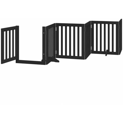  Vrata za pse s vrata&amp;scaron;cima 12 panela sklopiva 600 cm drvo topole Crna 50 x 60 x 2 cm Slike