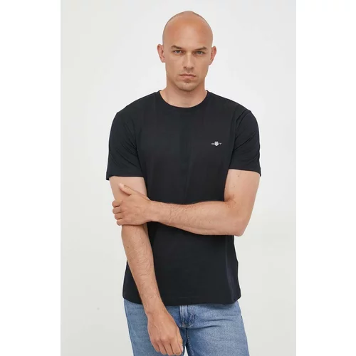 Gant Pamučna majica boja: crna, glatki model