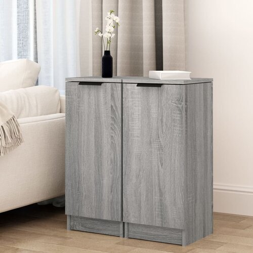 VidaXL Komoda 2 kosa siva sonoma 30x30x70 cm konstruiran les Slike