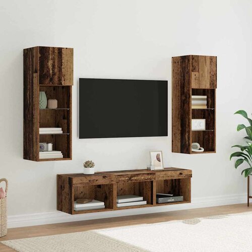 TV zidne jedinice Zidne 5 pcs Crni hrast Konstruirano drvo Cene