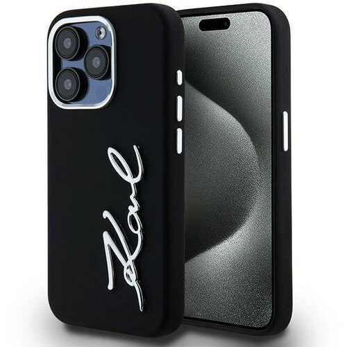 Karl Lagerfeld OVITEK SILIKON KOVINSKI LOGO PISA ZA IPHONE 15 PRO MAX, (5000010548) Cene
