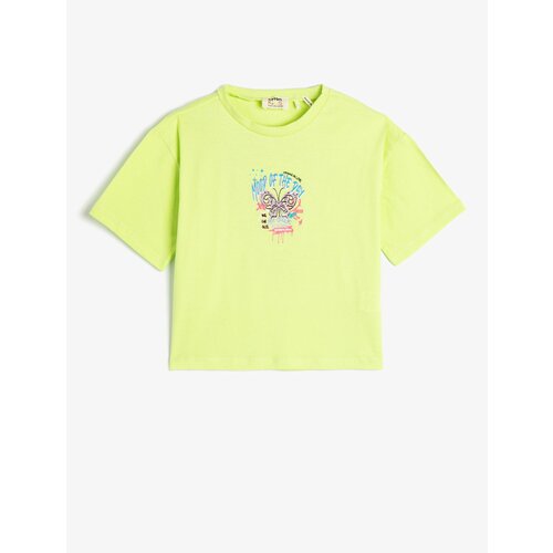 Koton T-Shirt Short Sleeve Crew Neck Butterfly Printed Cotton Slike