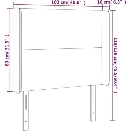  Uzglavlje s u&amp;scaron;ima tamnosivo 103x16x118/128 cm od tkanine Slike