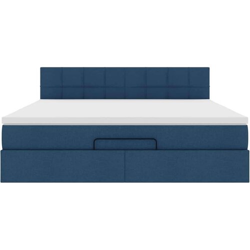 VidaXL otomanski krevet s madracem i LED plavi 160x200cm tkanine Slike