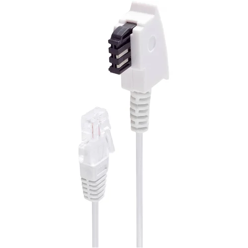 Shiverpeaks basic-s telefonski priključni kabel tae-f vtič na vtič RJ45\, usmerjevalni kabel dsl vdsl\, bel\, 20 m dsl priključni kabel [1x moški konektor tae-f - 1x RJ45 vtič 8p, (20411179)