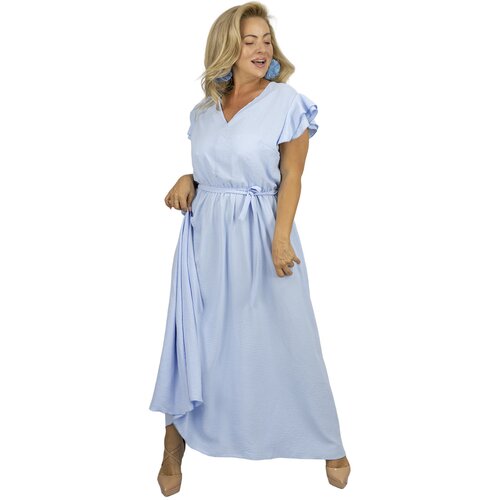 Pri Long dress tied at the waist with short sleeves with frill CELINA Cijene