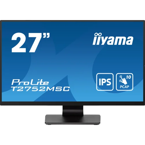 Iiyama ProLite T2752MSC-B1 - LED monitor27" touchscreen 1920 x 1080 Full HD (1080p) @ 60 Hz IPS 400 cd/m² 1000:1 5 ms HDMI DisplayPort speakers black matte - T2752MSC-B1