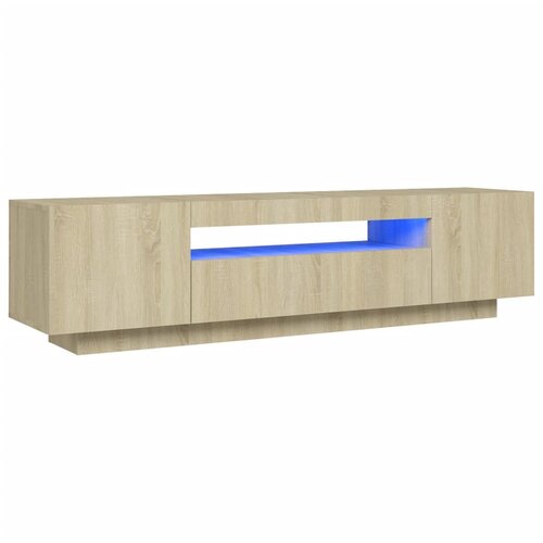 Maison Chic TV omarica - TV stojalo - Televizijska omarica z LED lučkami sonoma hrast 160x35x40 cm, (21700008) Slike