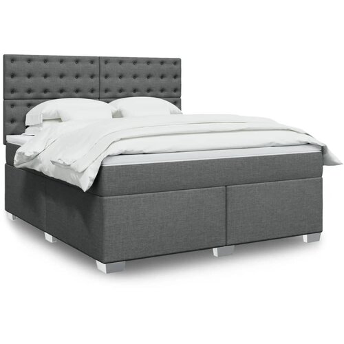 vidaXL Box spring postelja z vzmetnico temno siva 180x200 cm blago Cene