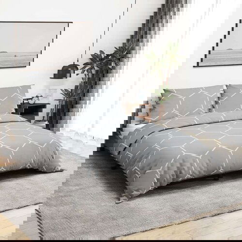  Set posteljine za poplun sivi 220 x 240 cm pamučni Cijene