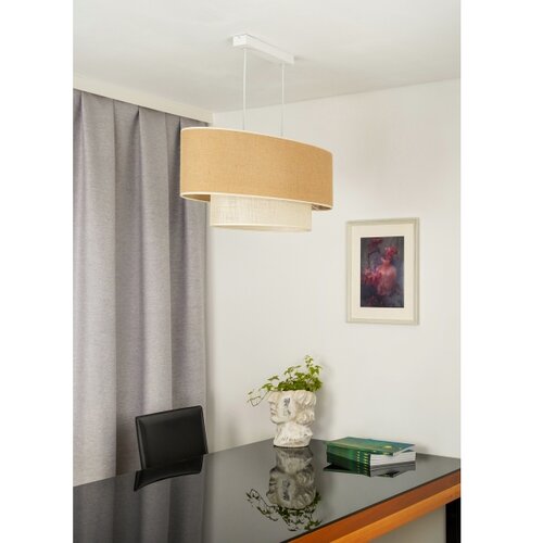  Duolla - Visilica na sajli DOUBLE OVAL YUTE 2xE27/15W/230V braon/krem Slike
