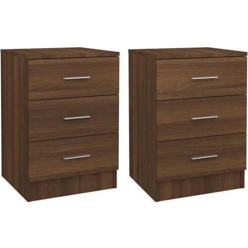 Maison Chic Dvo delni komplet Nočne omarice - Nočne mize rjavi hrast 38x35x56 cm konstruiran les, (21686724) Slike