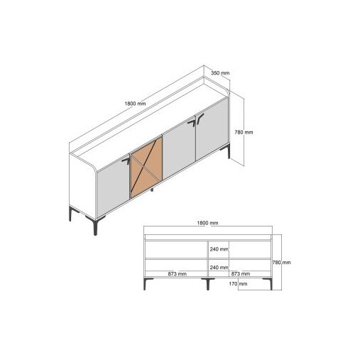 Hanah home komoda venedik walnut travertine Slike